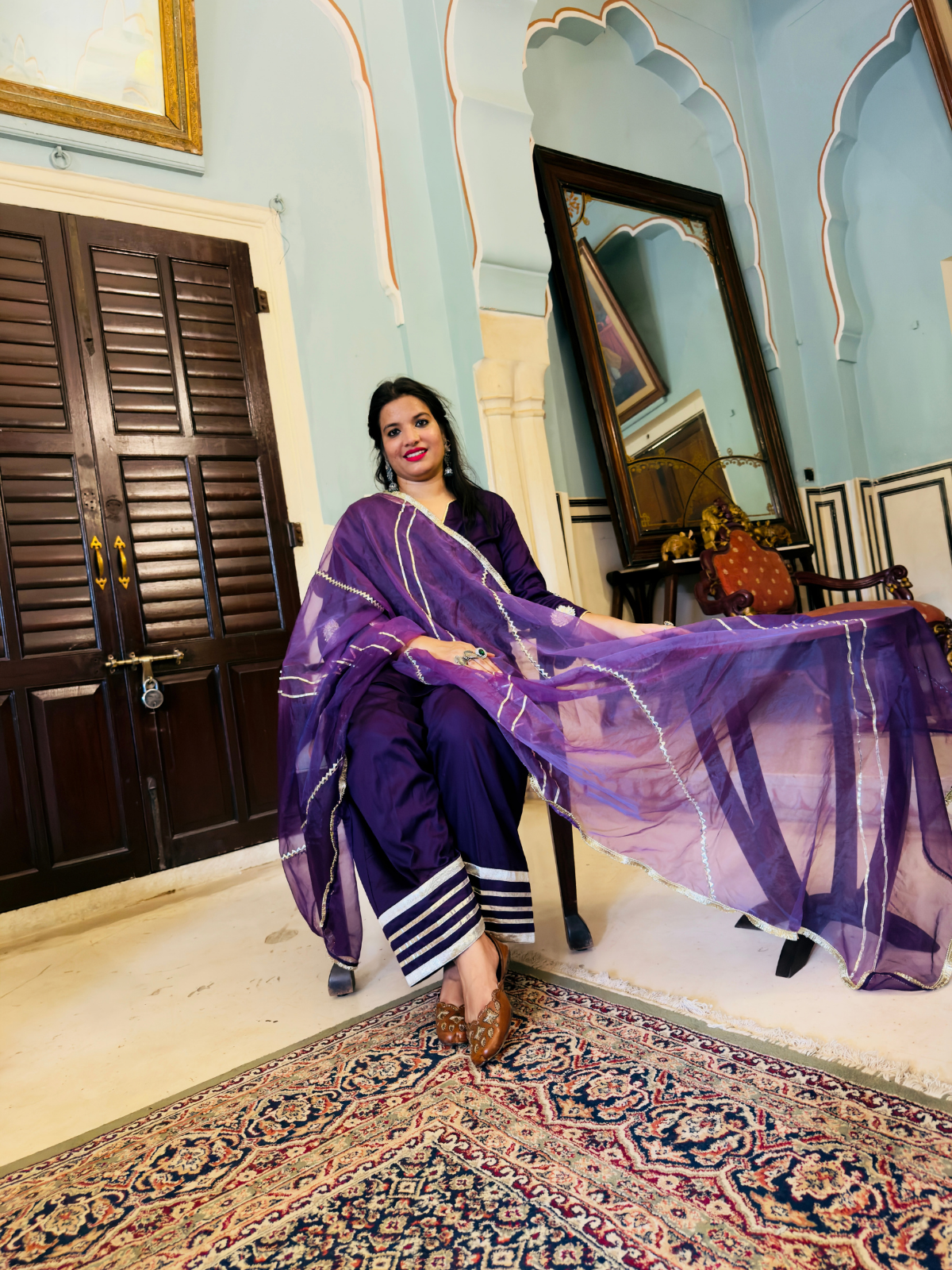 Purple Jam cotton silk farshi suit set