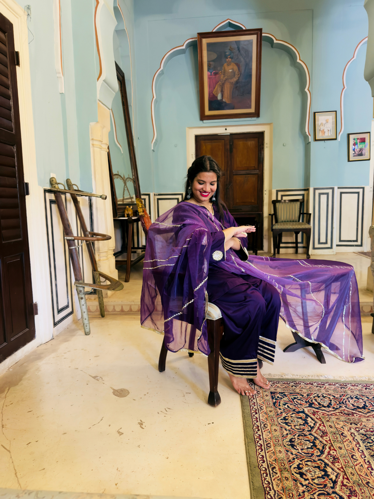 Purple Jam cotton silk farshi suit set