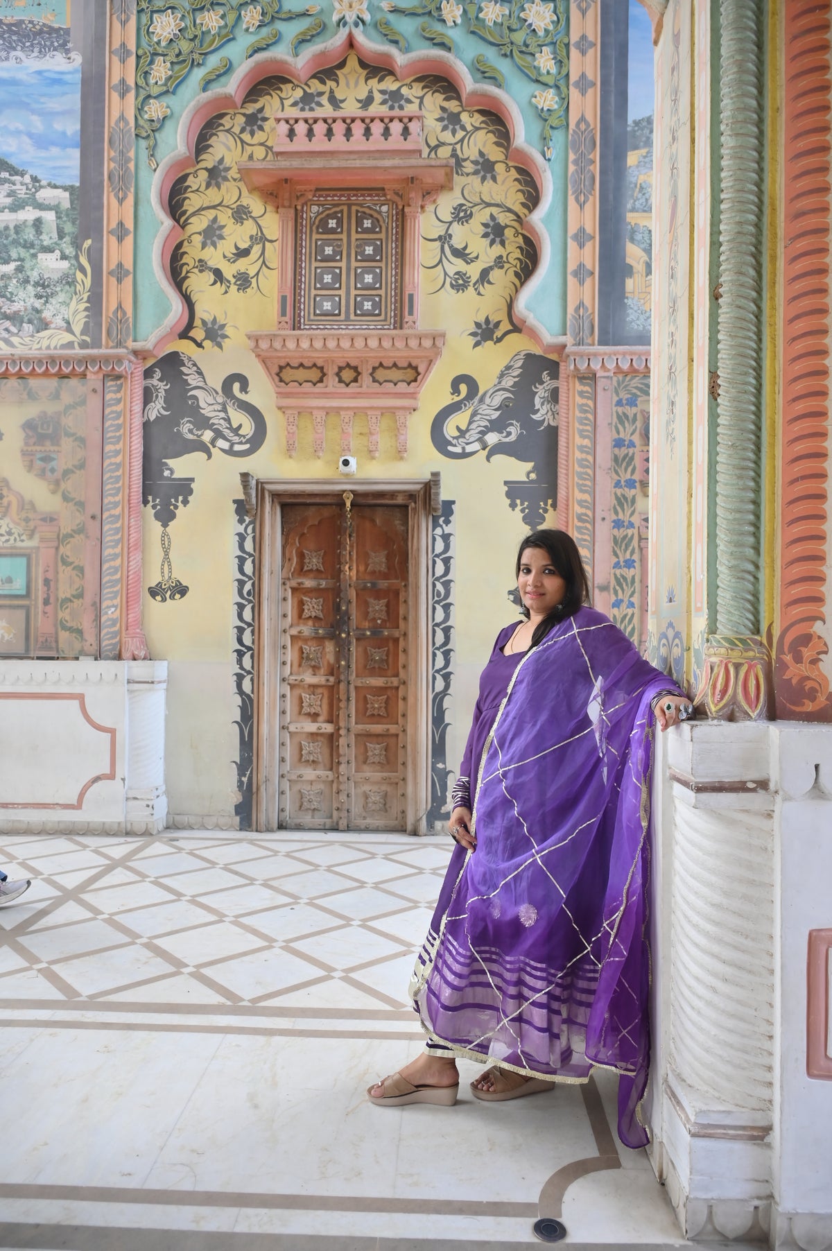 Grace of purple Anarkali suit set with dupatta