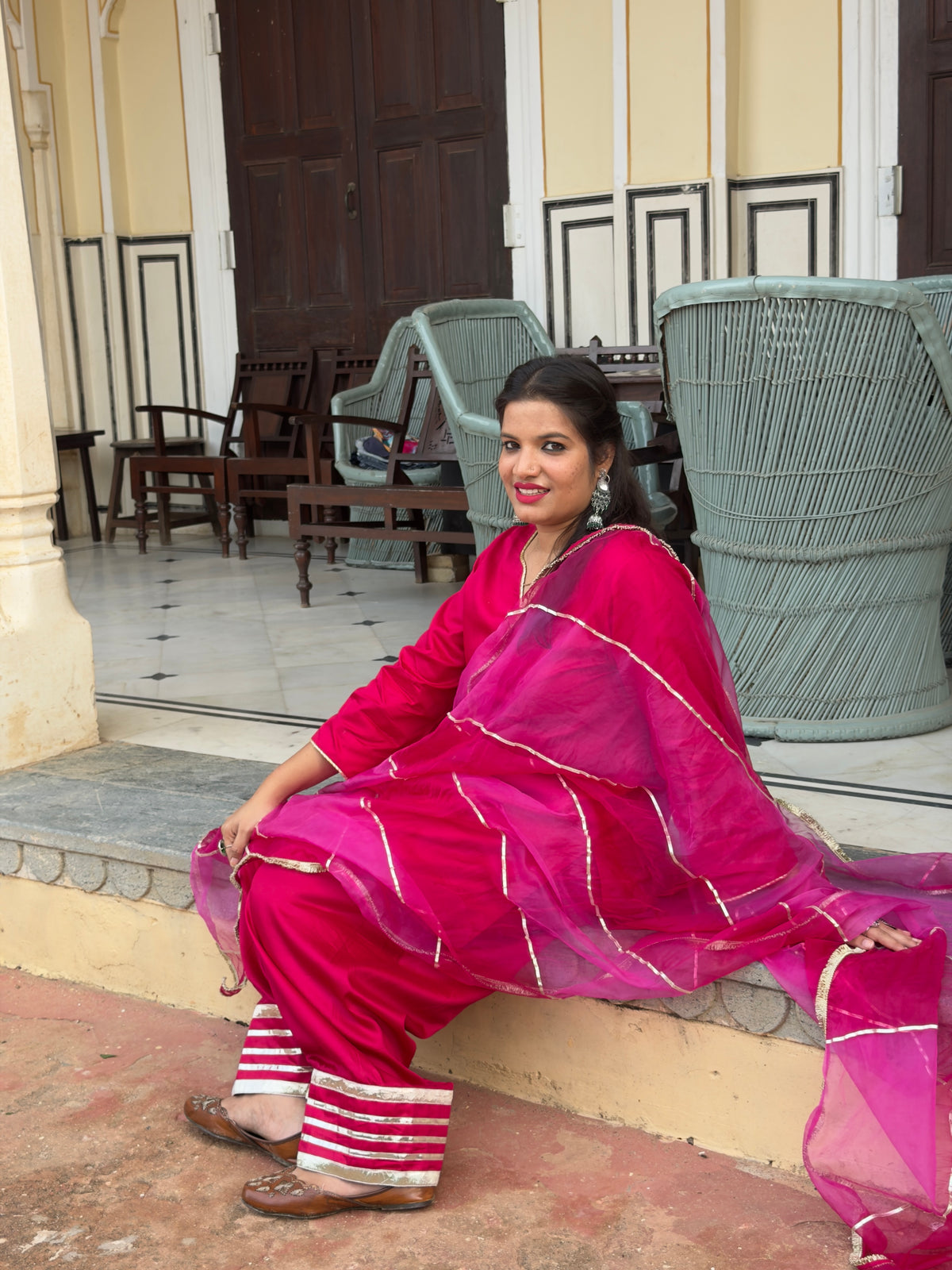 Pink Jam cotton silk farshi suit set