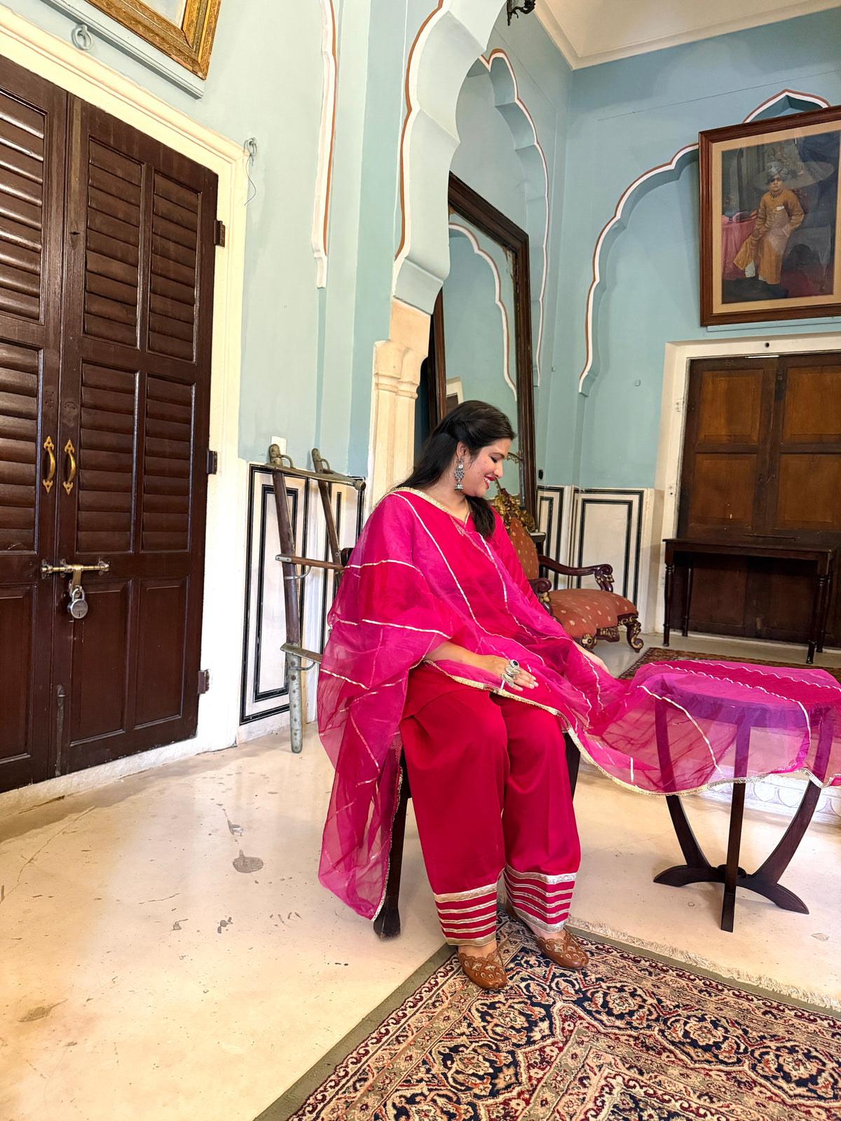 Pink Jam cotton silk farshi suit set